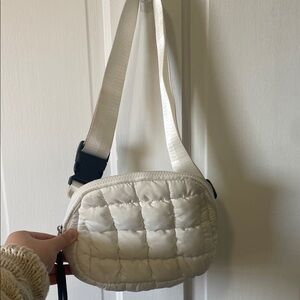 Elegant Ivory Quilted Crossbody Bag